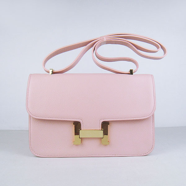 7A Hermes Constance Togo Leather Single Bag Pink Gold Hardware H020